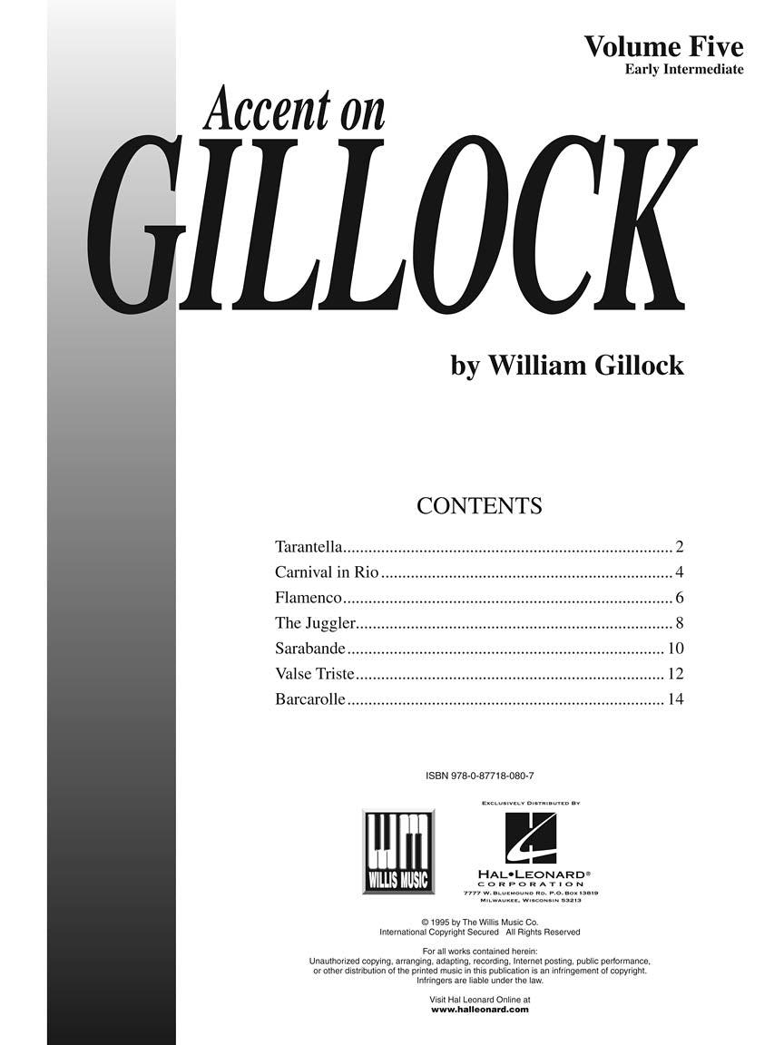 Accent on Gillock - Piano Volume 5 Book