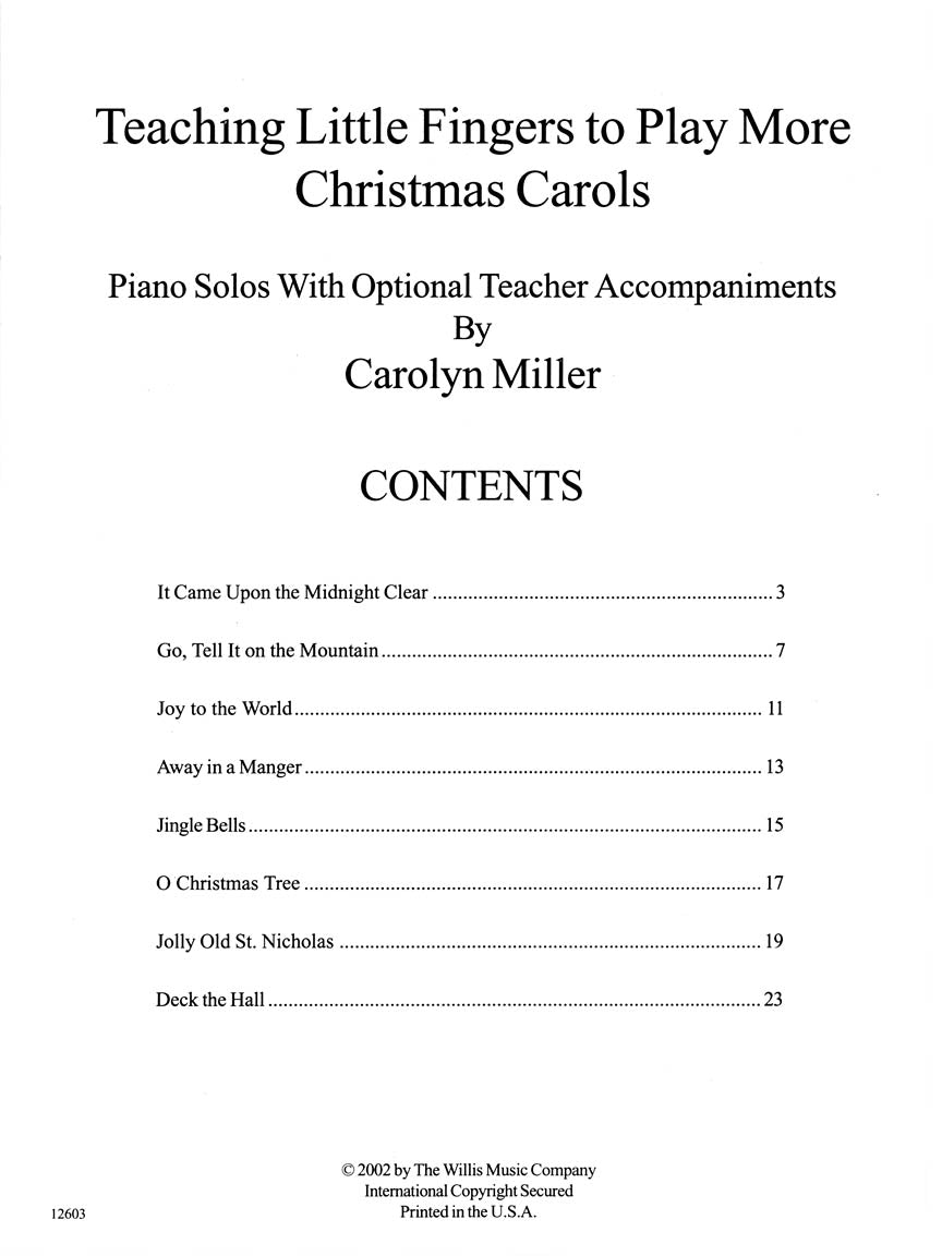 Teaching Little Fingers - More Christmas Carols Book