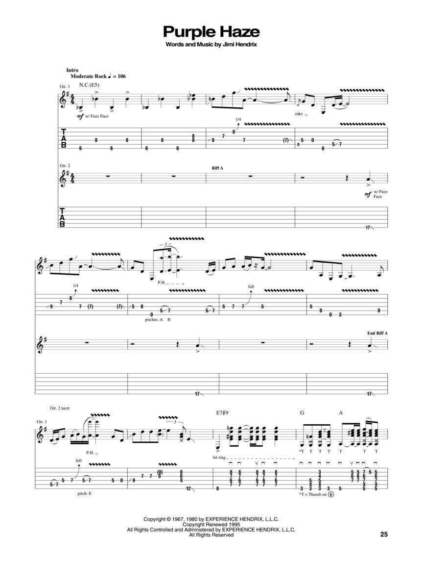 Jimi Hendrix - Are You Experienced? Guitar Tab Book (Updated Edition)