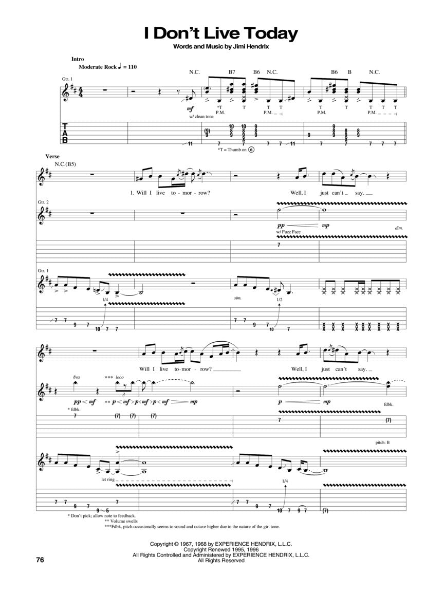 Jimi Hendrix - Are You Experienced? Guitar Tab Book (Updated Edition)