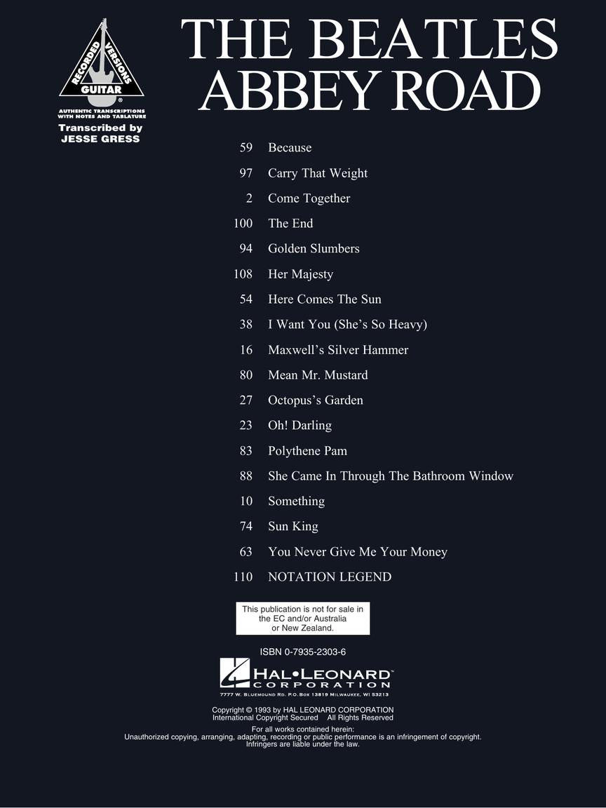 The Beatles - Abbey Road Guitar Tab Book