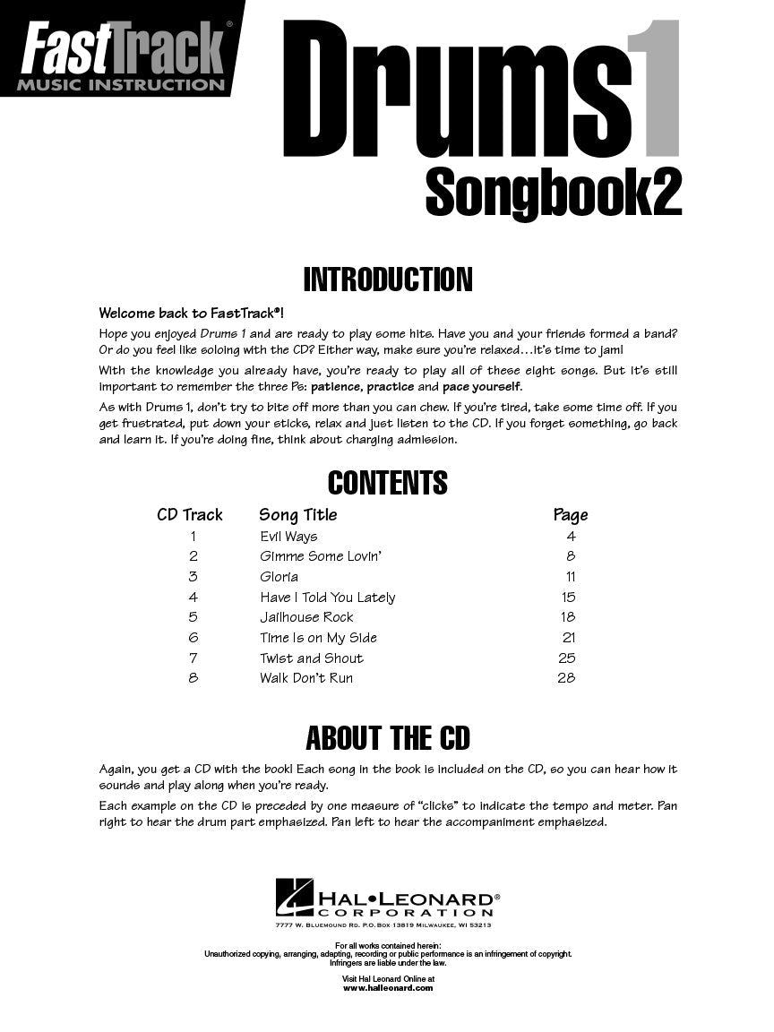 Fasttrack Drums - Songbook 2 Level 1 Book/Ola Percussion