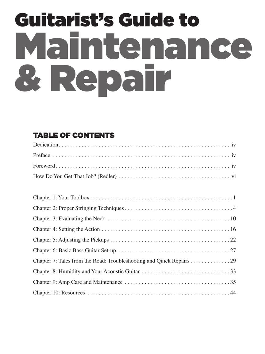 Guitarist's Guide To Maintenance & Repair Book