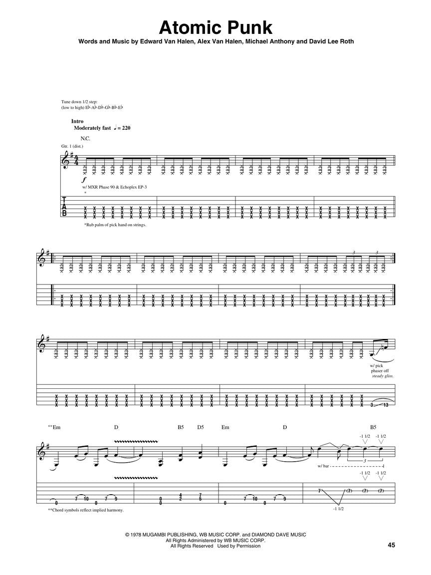 Van Halen Self-Titled Guitar Tab Book