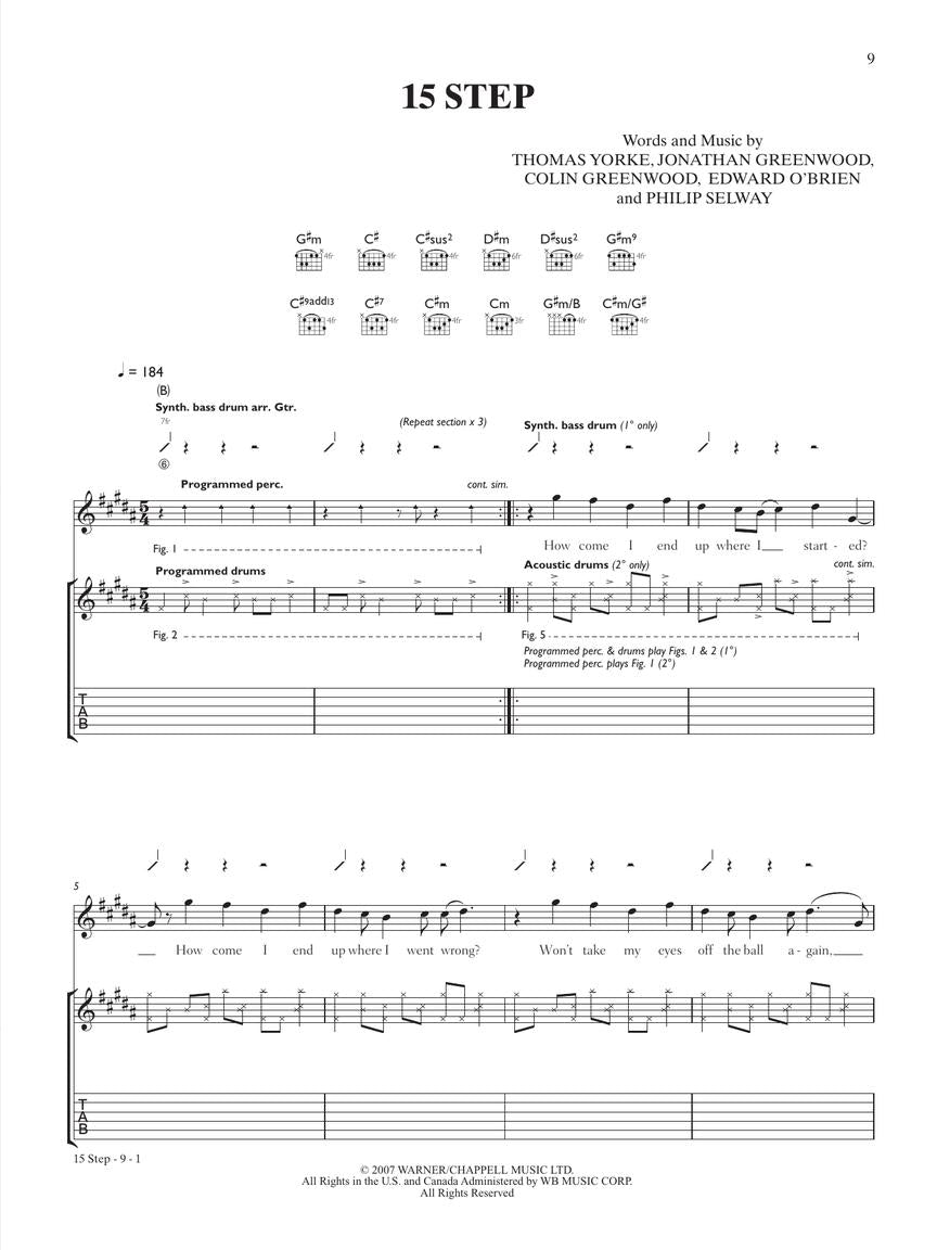 Radiohead - In Rainbows Guitar Tab Book