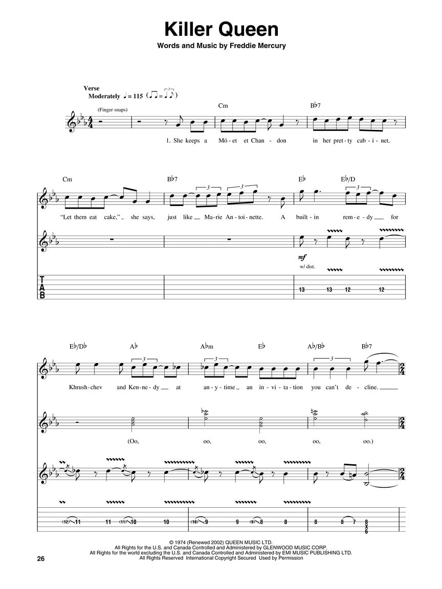 Queen - Guitar Play Along Volume 112 Book/Ola