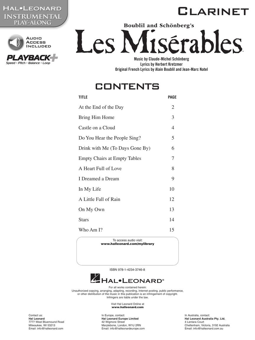 Les Miserables Clarinet Play Along Book/Ola