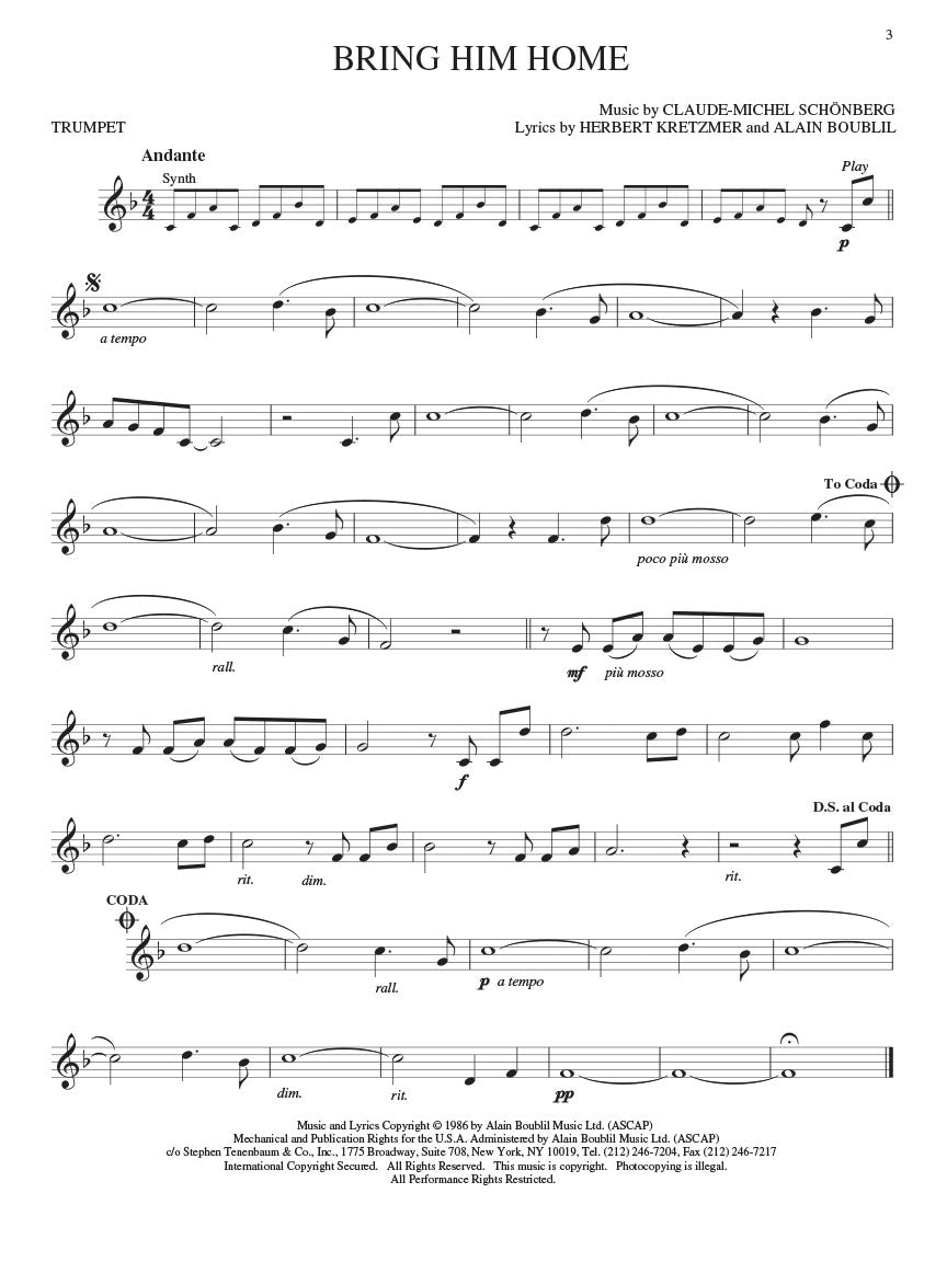 Les Miserables Trumpet Play Along Book/Ola