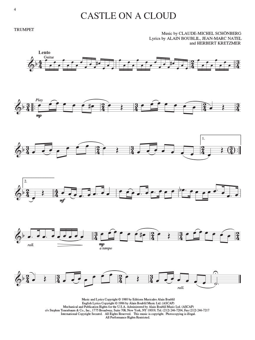 Les Miserables Trumpet Play Along Book/Ola