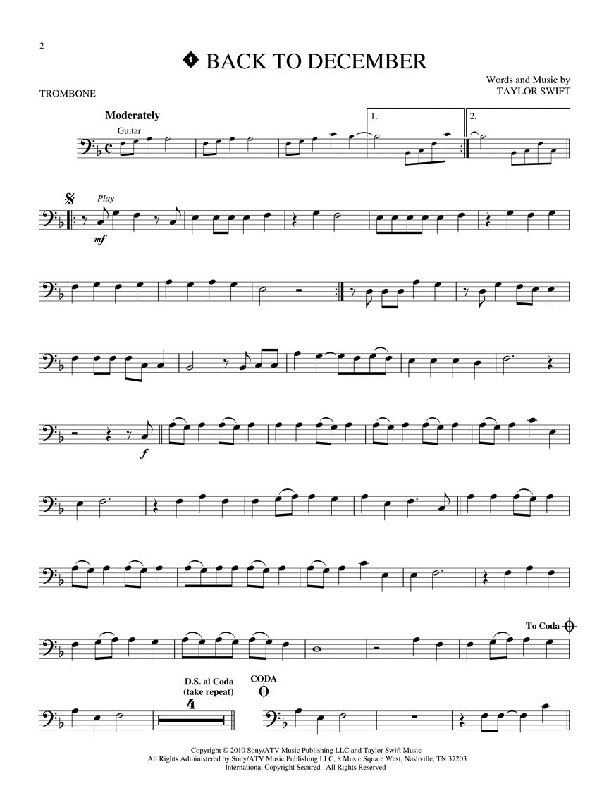 Taylor Swift - Trombone Play Along Book/Ola (2nd Edition)