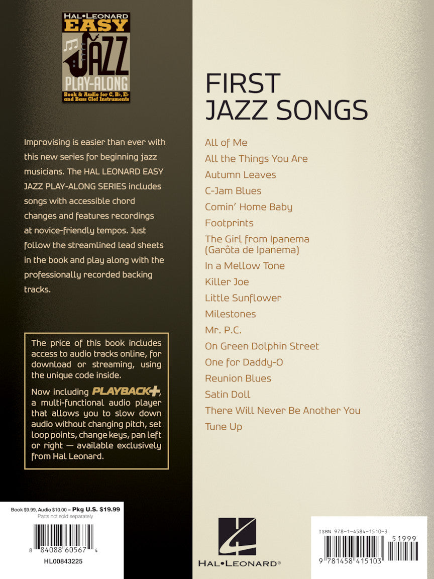 Hal Leonards First Jazz Songs Easy Play Along Volume 1 Book/Ola