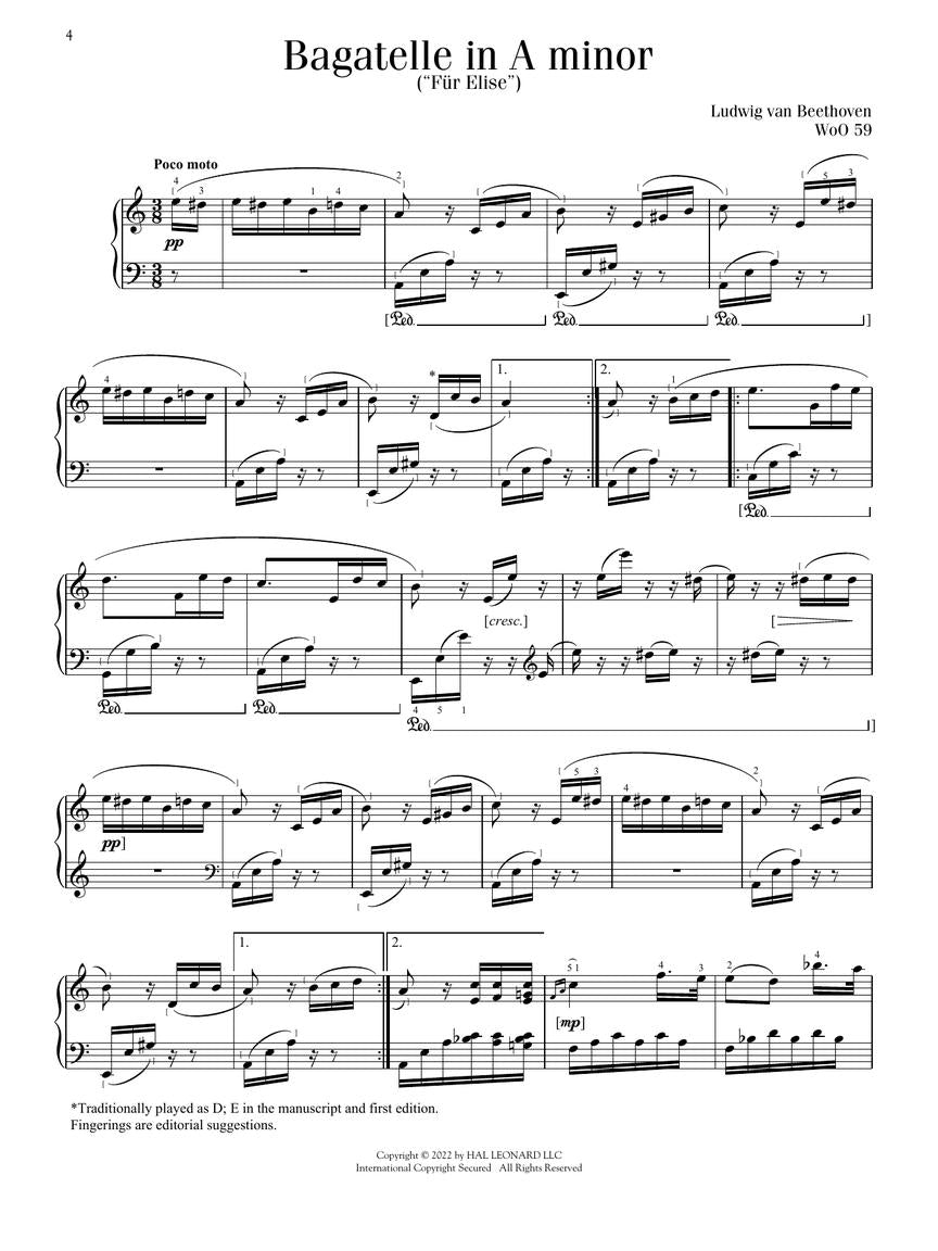 Intermediate Beethoven Favorites for Piano S