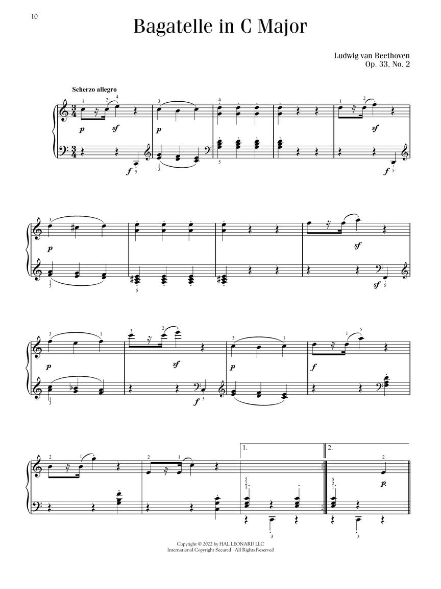 Intermediate Beethoven Favorites for Piano S