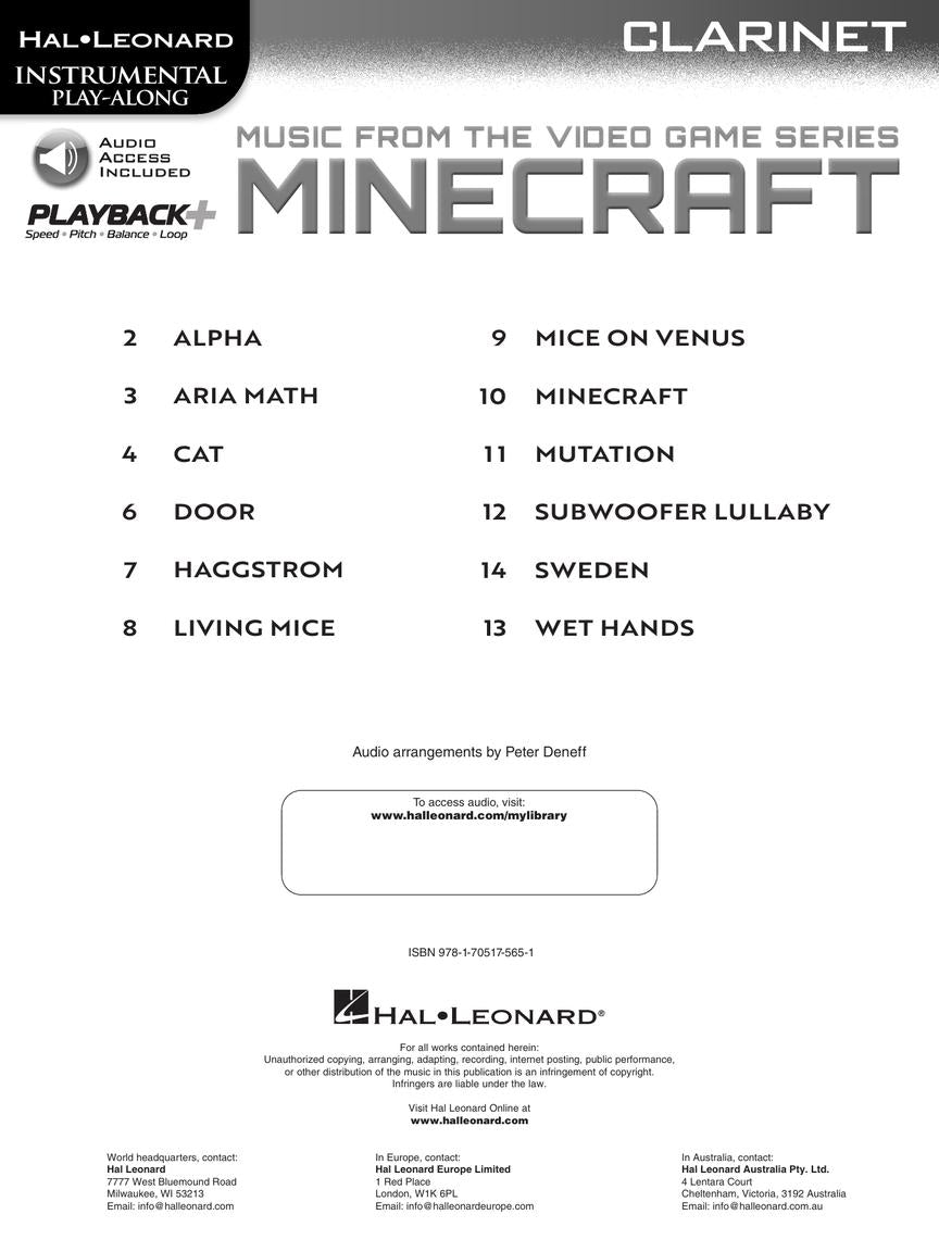 Minecraft Music From The Video Game Series - Clarinet Play Along Book/Ola