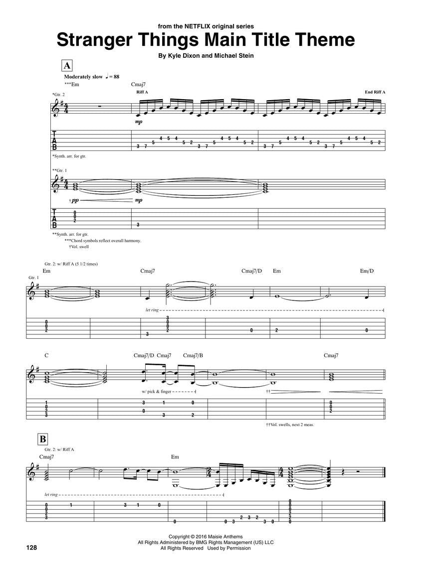 Stranger Things - Guitar Tab Book