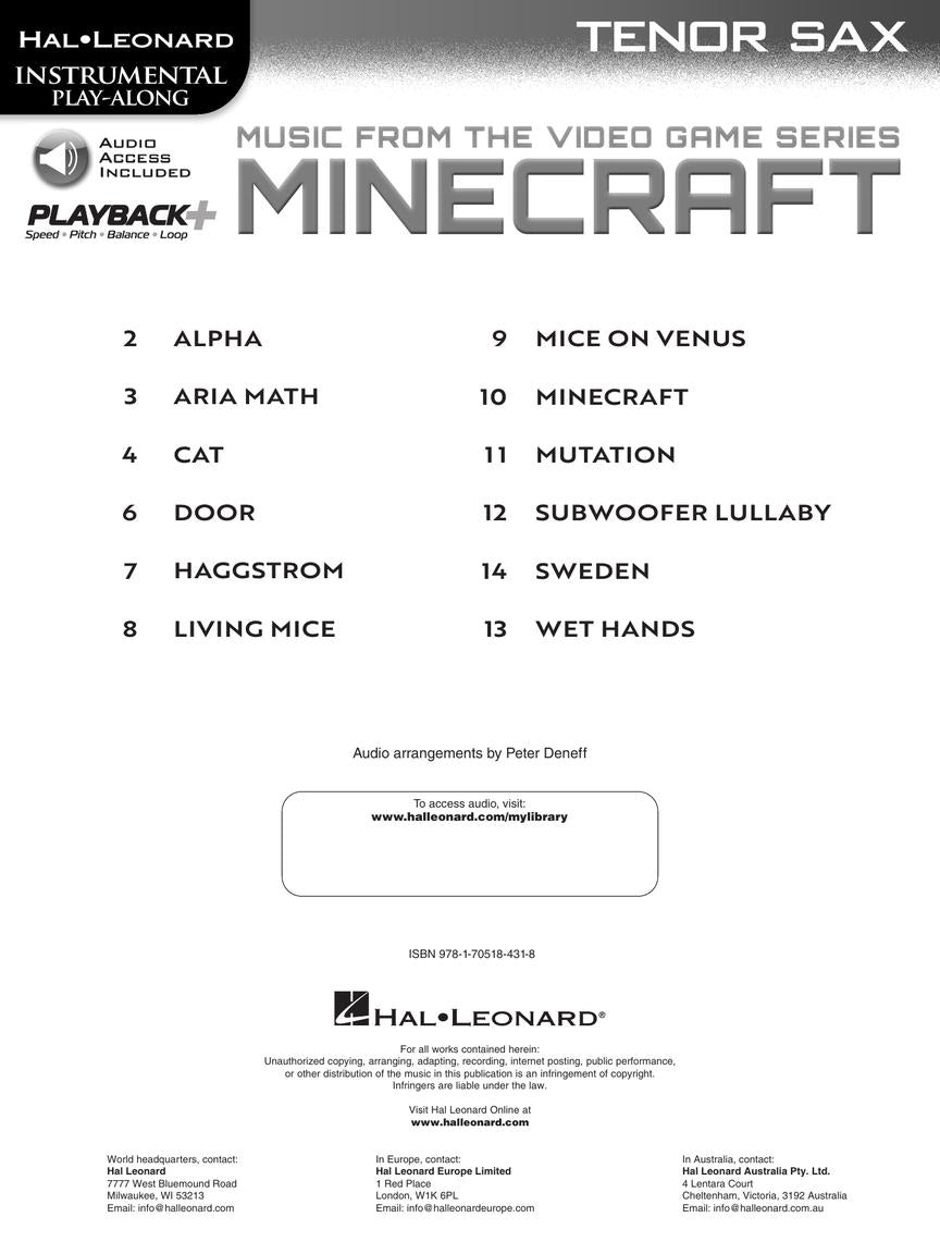 Minecraft Music From The Video Game Series - Tenor Saxophone Play Along Book/Ola