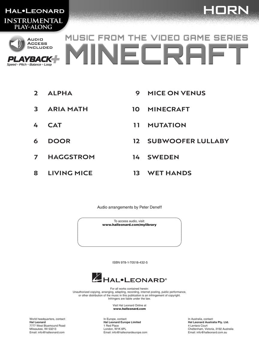 Minecraft Music From The Video Game Series - Horn Play Along Book/Ola