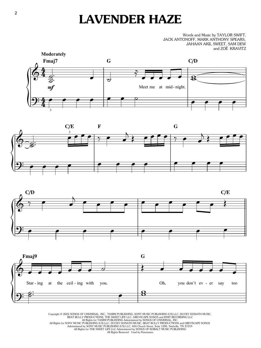 Taylor Swift - Midnights Easy Piano Songbook