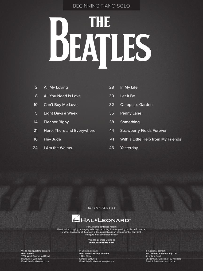 The Beatles - For Beginning Piano Solo With Lyrics Book