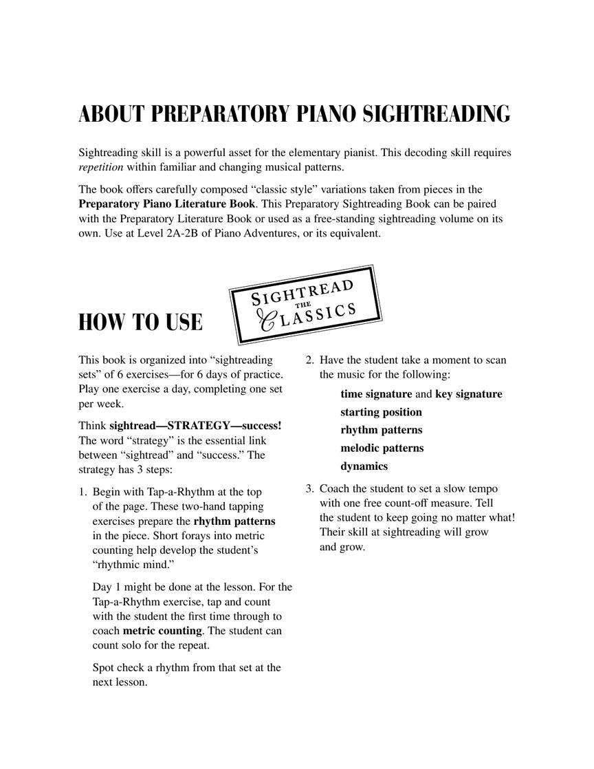 Faber - Preparatory Piano Sight Reading Book