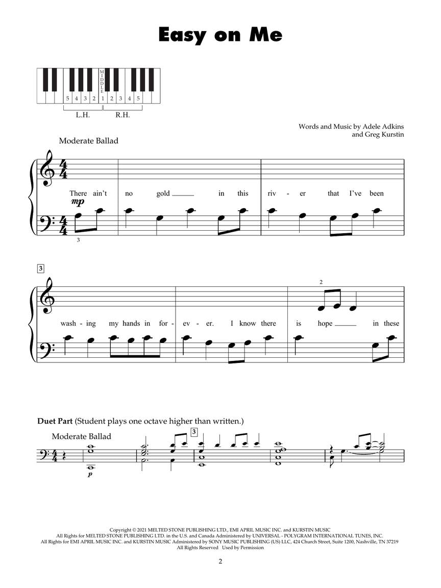 Hit Songs For Five Finger Piano - Easy Beginner Songbook