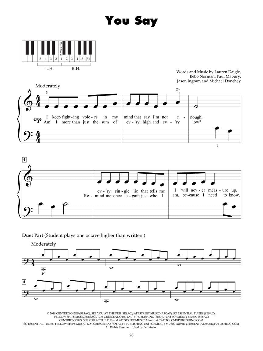 Hit Songs For Five Finger Piano - Easy Beginner Songbook