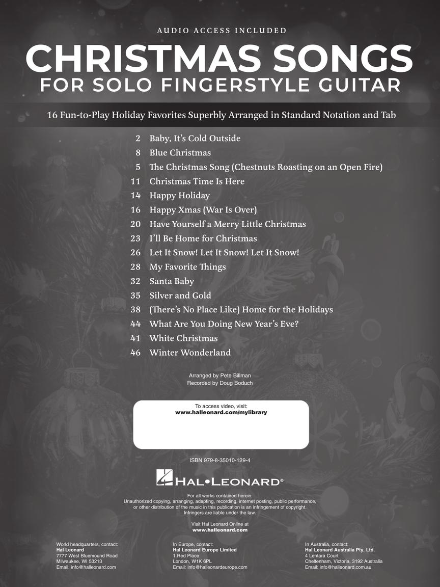 Christmas Songs for Solo Fingerstyle Guitar Book
