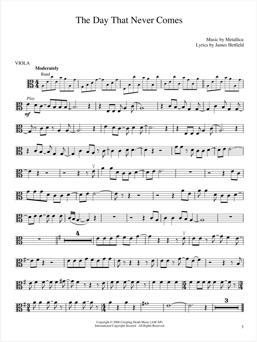 Best Of Metallica For Viola Play Along Book/Ola