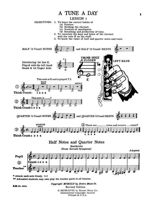 A Tune A Day - Clarinet Book 1