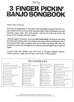 3 Finger Pickin' Banjo Songbook - Book/Ola