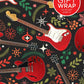 GIFT WRAPPING PAPER CHRISTMAS RED GUITAR THEME