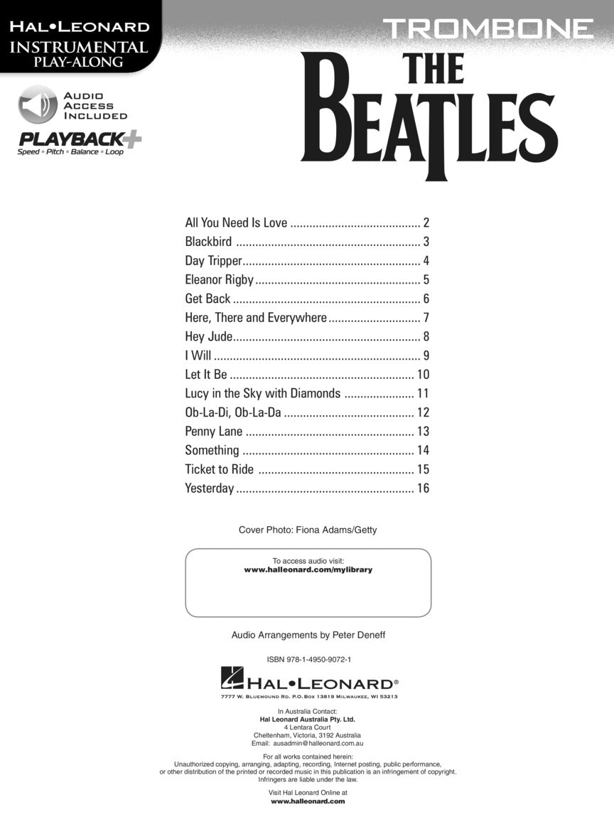 Beatles Instrumental Trombone Play Along Book/Ola Brass