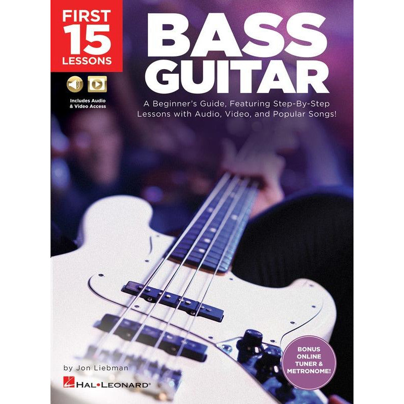 FIRST 15 LESSONS BASS GUITAR BK/OLM - Music2u