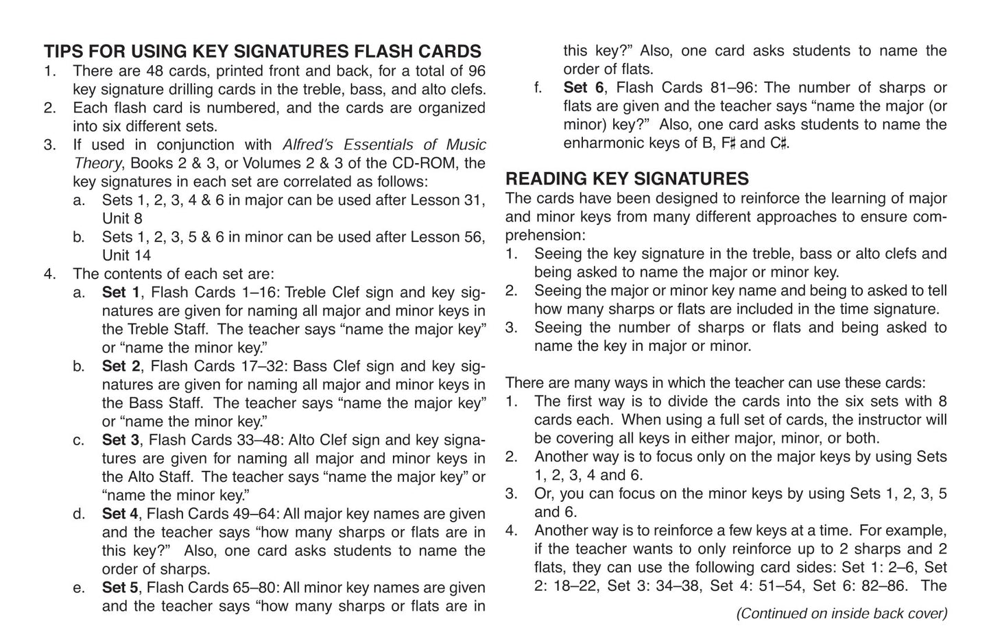 Alfred's Essentials Of Music Theory - Flash Cards (Key Signature)