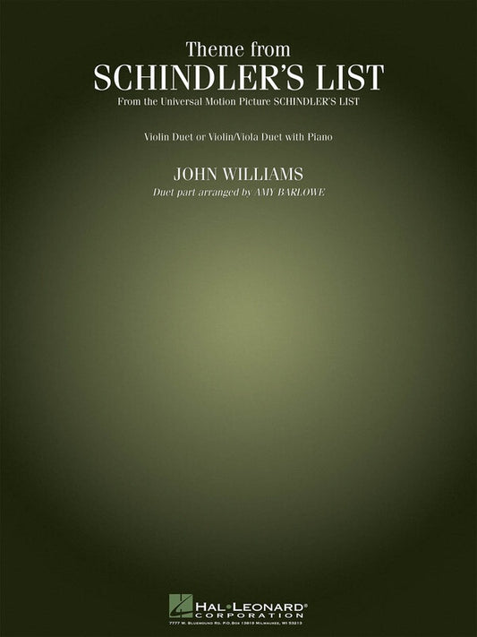 Theme From Schindlers List Violin Duet/Piano