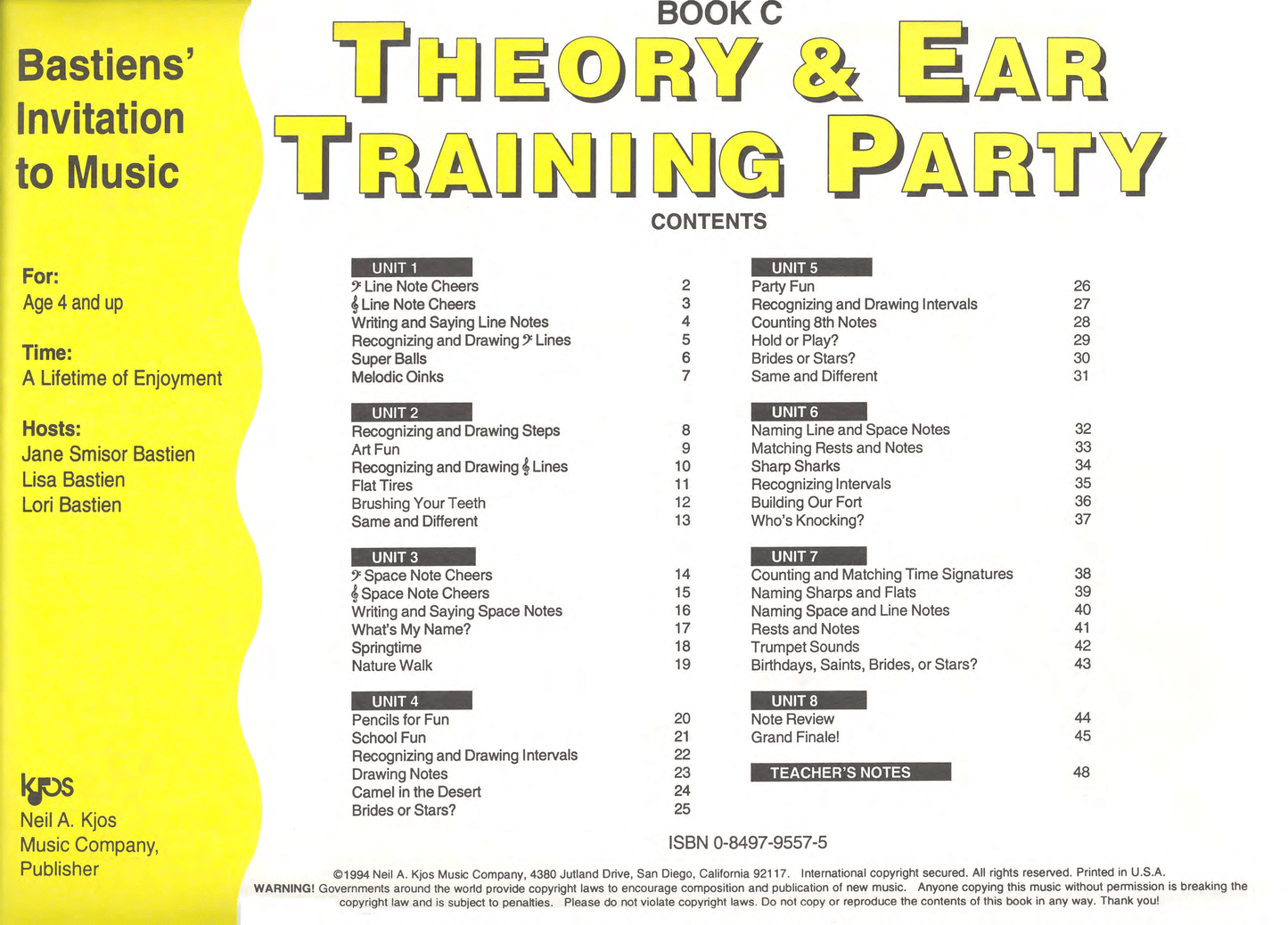 Bastien - Invitation To Music Theory And Ear Training C Book