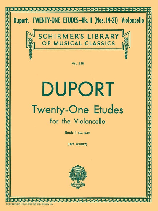 Duport - 21 Etudes Bk 2 For Cello