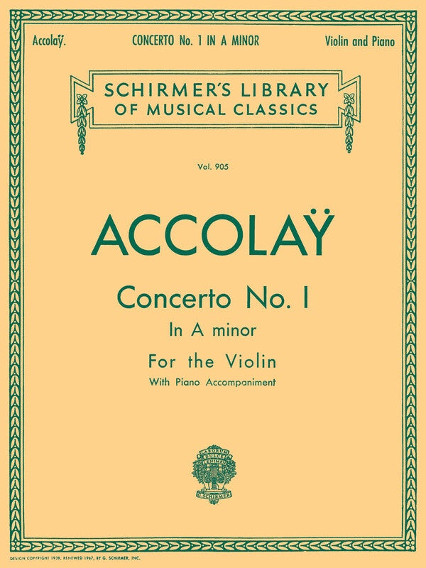 Accolay - Concerto No 1 A Min Violin/Piano