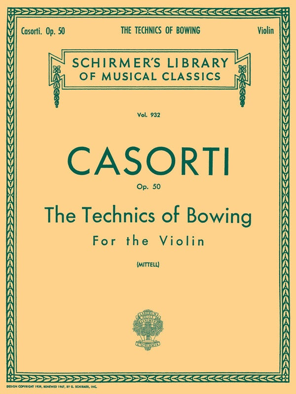 Casorti - The Technics Of Bowing Op 50 Violin