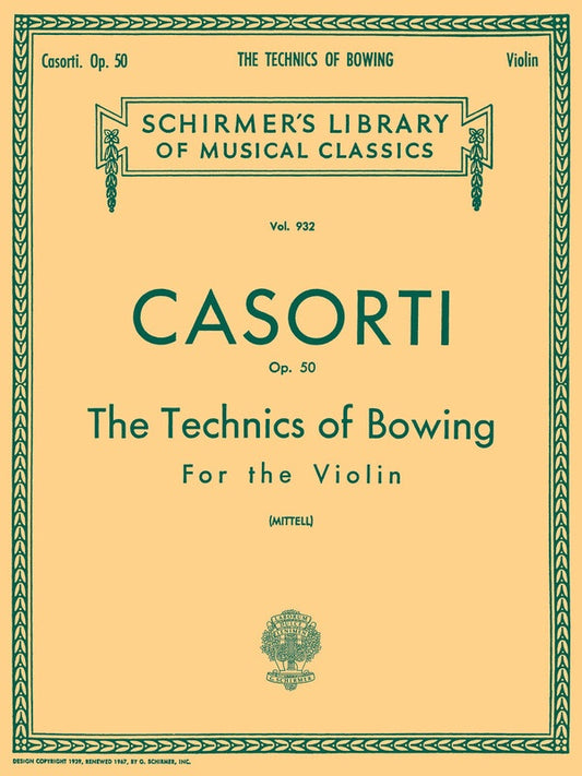 Casorti - The Technics Of Bowing Op 50 Violin