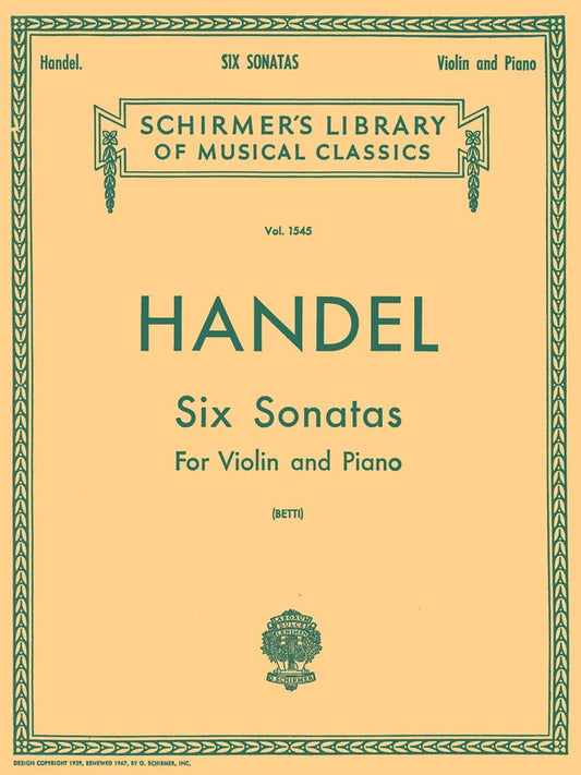 Handel - 6 Sonatas For Violin/Piano