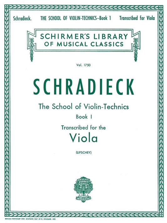 Schradieck - School Violin Technics Op 1 Bk 1 Viola