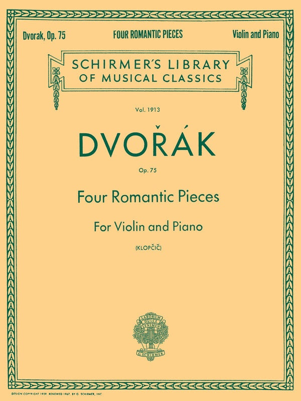 Dvorak - 4 Romantic Pieces Op 75 Violin/Piano