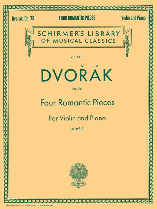 Dvorak - 4 Romantic Pieces Op 75 Violin/Piano