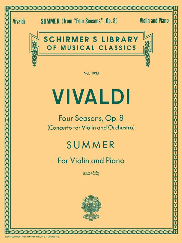 Vivaldi - Summer From The Seasons Violin/Piano