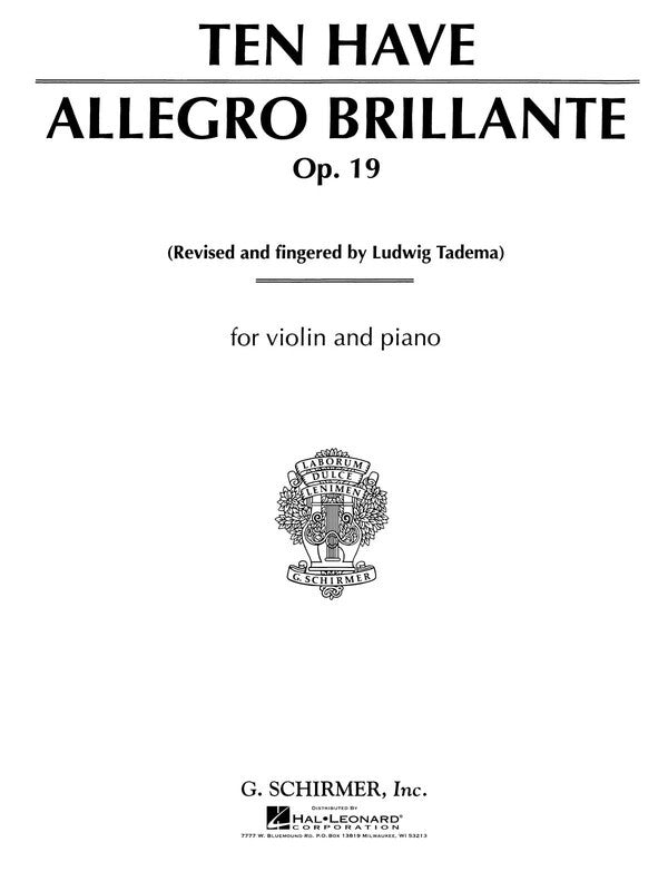 Ten Have - Allegro Brillante Op 19 Violin/Piano