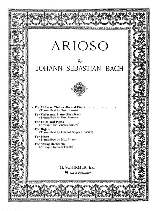 Bach - Arioso For Violin Or Cello/Piano