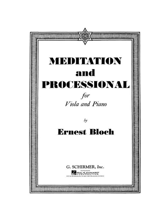 Bloch - Meditation And Processional Viola/Piano