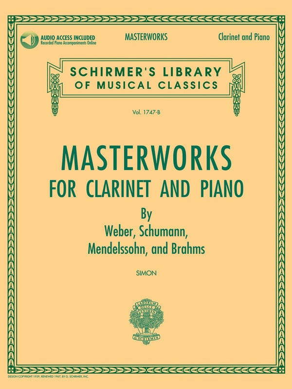 Masterworks For Clarinet And Piano Bk/Ola