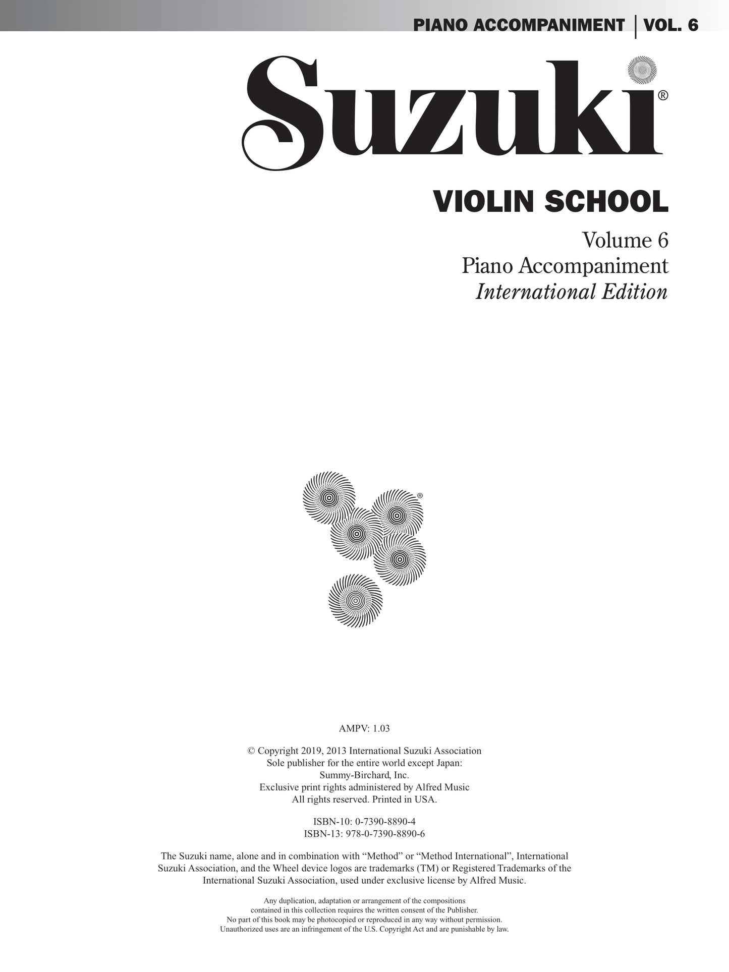 Suzuki Violin School - Volume 6 Piano Accompaniment Book